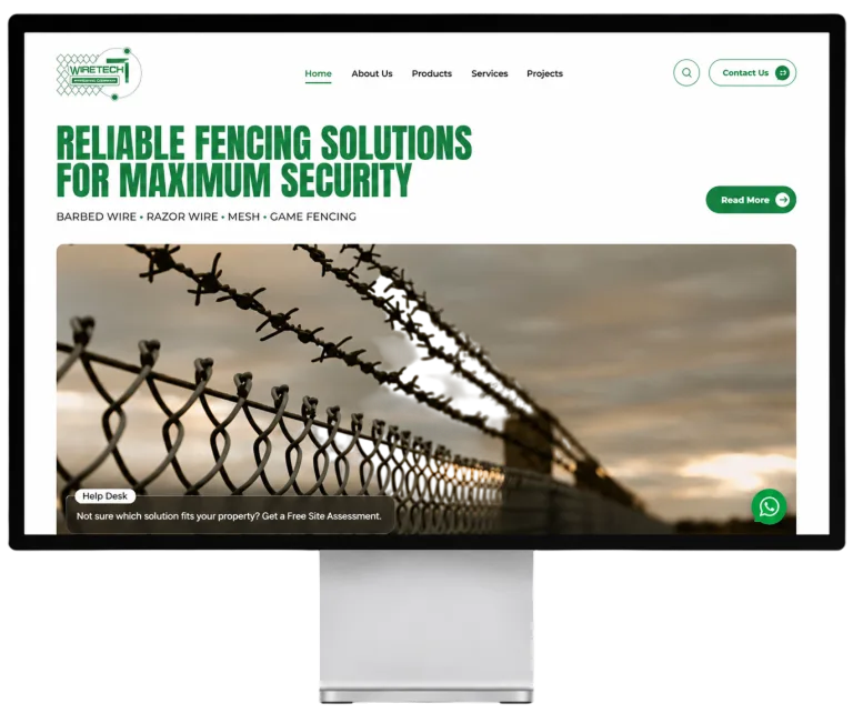 Wiretech Fencing Company Website mockup